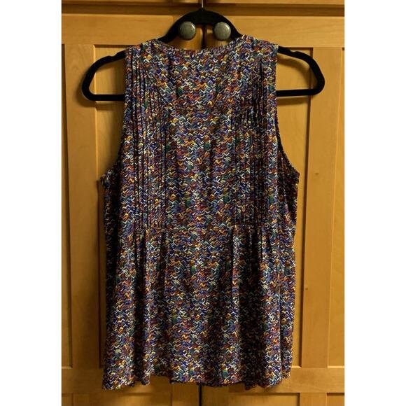 Anthropologie Maeve Shirt Small Sleeveless Abstract & Colorful Design w/ Buttons - Picture 8 of 8